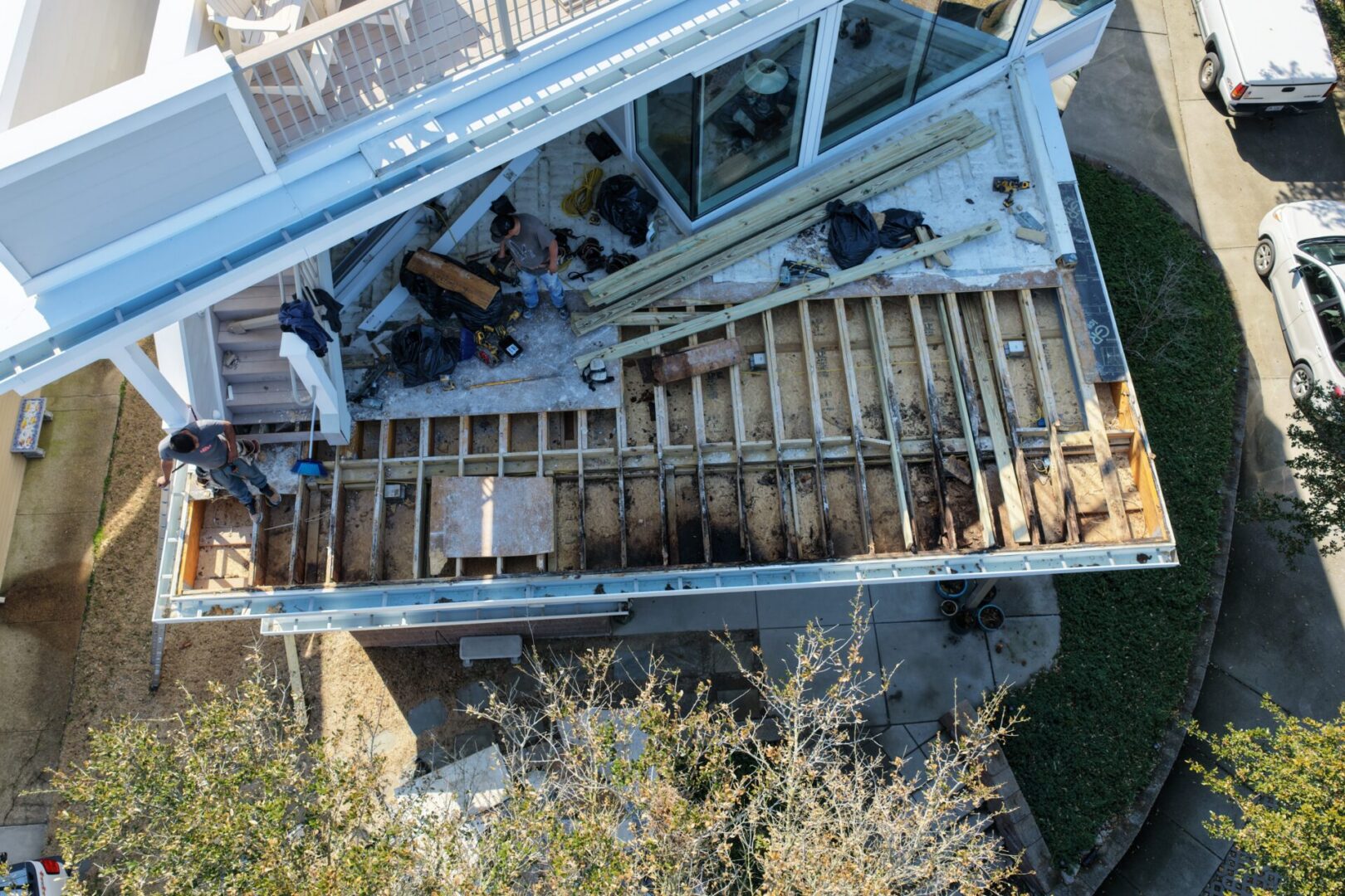 Completed composite deck replacement project aerial view