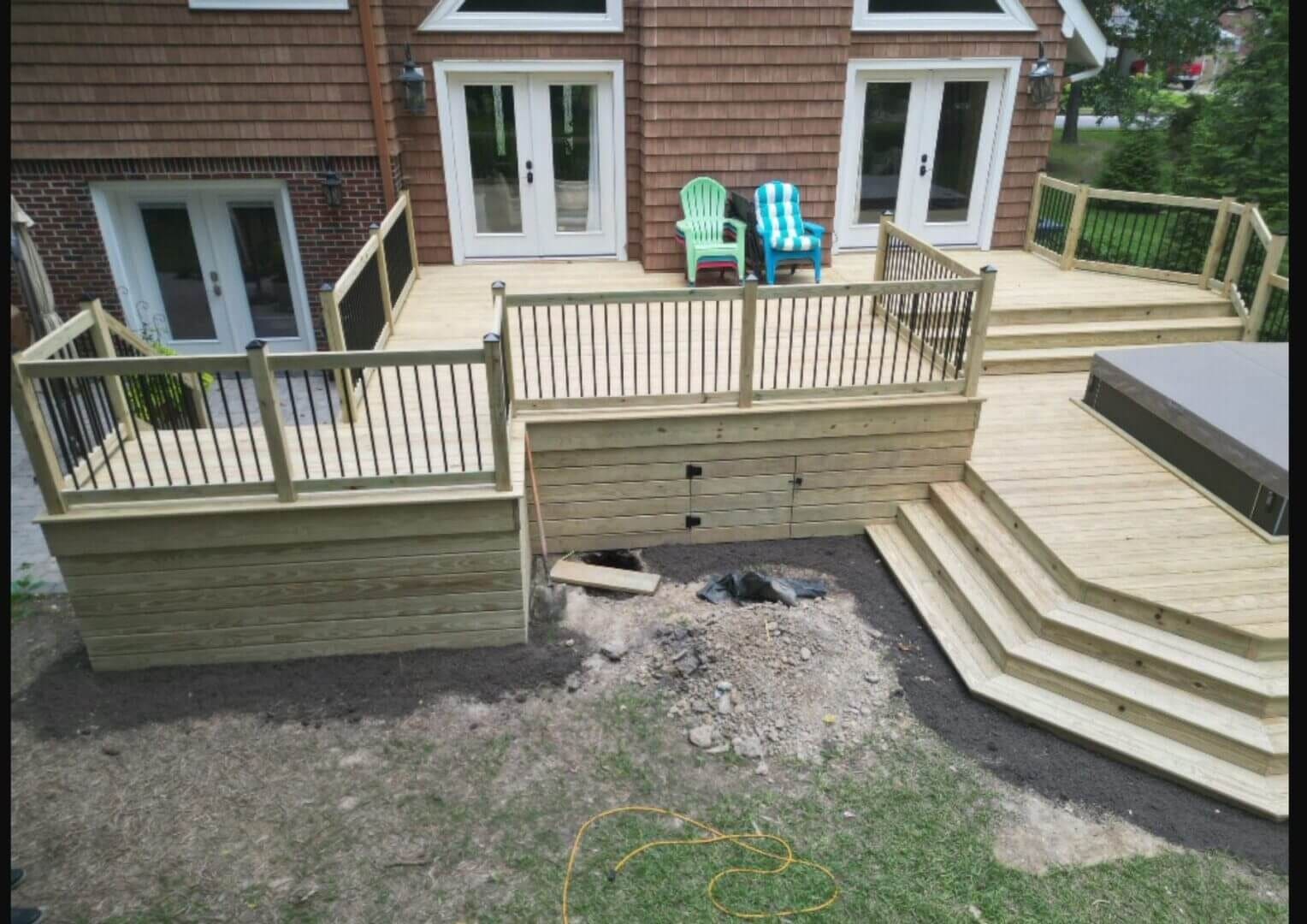 Multi-level deck with hot tub built by B&B Decks in Hampton Roads, VA